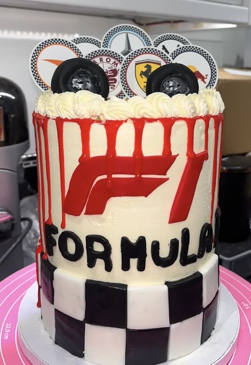 Formula 1 racing themed birthday cake