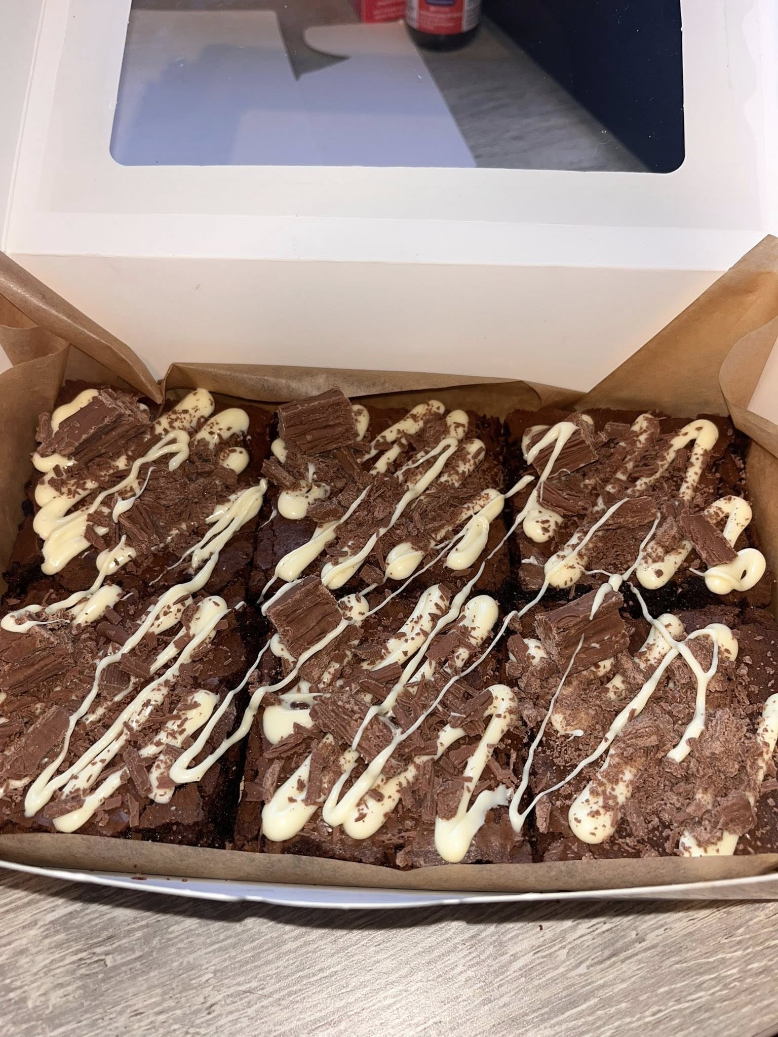 Brownies topped with Cadbury Flake pieces